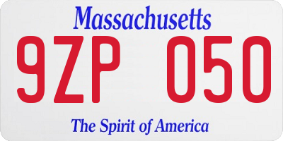 MA license plate 9ZP050