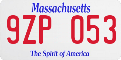 MA license plate 9ZP053