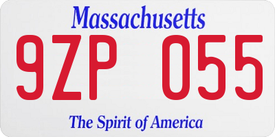 MA license plate 9ZP055