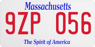 MA license plate 9ZP056