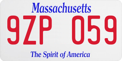 MA license plate 9ZP059