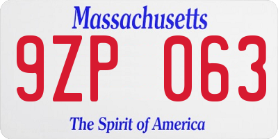 MA license plate 9ZP063