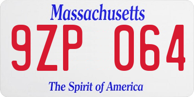 MA license plate 9ZP064