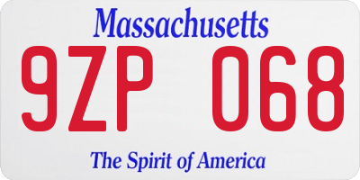 MA license plate 9ZP068