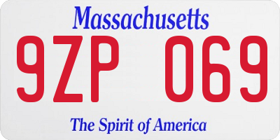 MA license plate 9ZP069