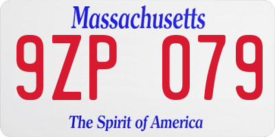 MA license plate 9ZP079