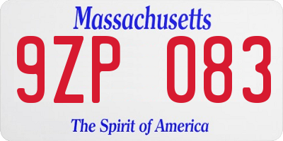 MA license plate 9ZP083