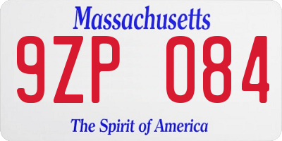 MA license plate 9ZP084
