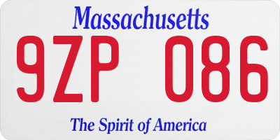 MA license plate 9ZP086