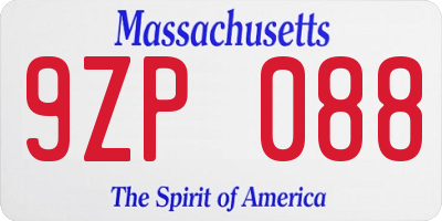 MA license plate 9ZP088