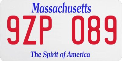 MA license plate 9ZP089