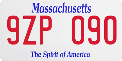 MA license plate 9ZP090