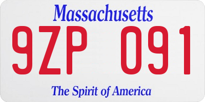 MA license plate 9ZP091
