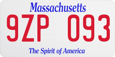 MA license plate 9ZP093