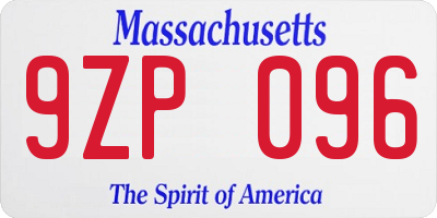 MA license plate 9ZP096