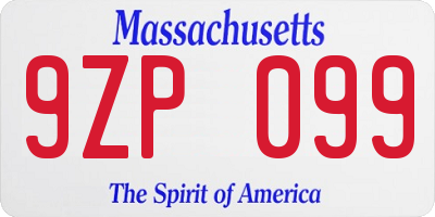 MA license plate 9ZP099