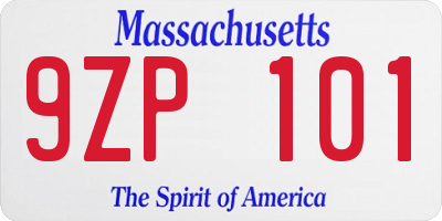 MA license plate 9ZP101