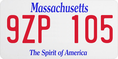 MA license plate 9ZP105