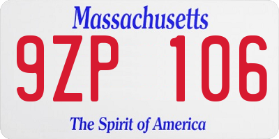 MA license plate 9ZP106