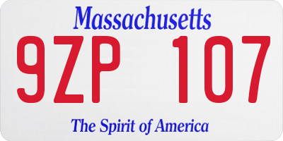 MA license plate 9ZP107