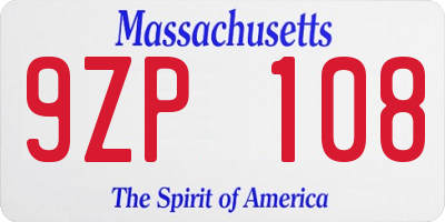 MA license plate 9ZP108