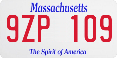 MA license plate 9ZP109