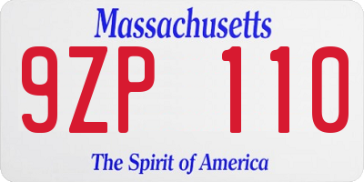 MA license plate 9ZP110