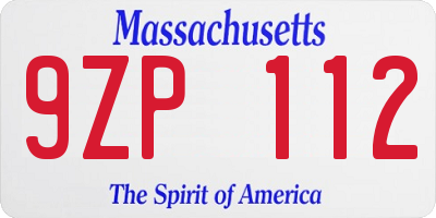 MA license plate 9ZP112