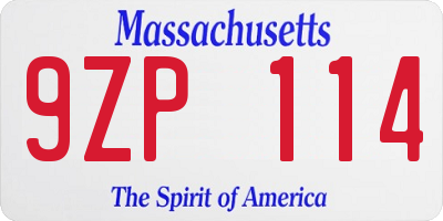 MA license plate 9ZP114