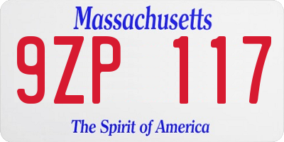MA license plate 9ZP117