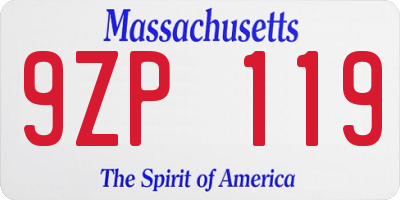 MA license plate 9ZP119