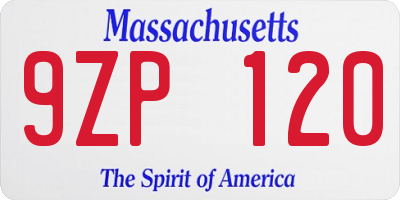 MA license plate 9ZP120