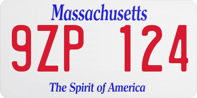 MA license plate 9ZP124