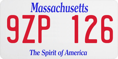 MA license plate 9ZP126