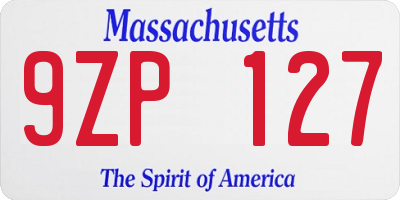 MA license plate 9ZP127