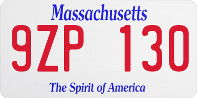 MA license plate 9ZP130