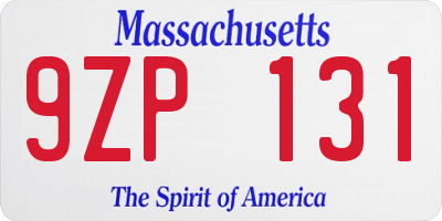 MA license plate 9ZP131