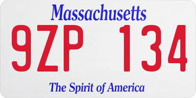 MA license plate 9ZP134