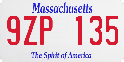 MA license plate 9ZP135
