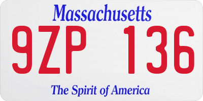 MA license plate 9ZP136