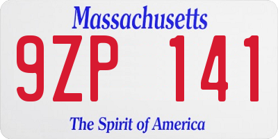 MA license plate 9ZP141