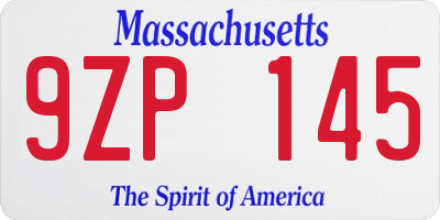 MA license plate 9ZP145