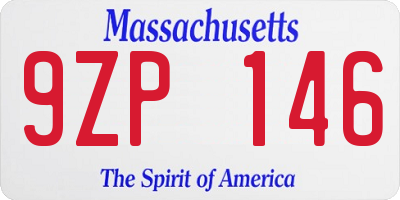 MA license plate 9ZP146