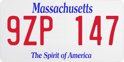 MA license plate 9ZP147