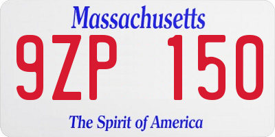 MA license plate 9ZP150