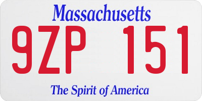 MA license plate 9ZP151