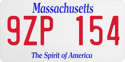 MA license plate 9ZP154