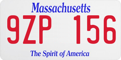 MA license plate 9ZP156