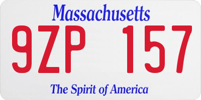 MA license plate 9ZP157