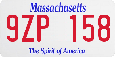 MA license plate 9ZP158